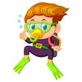 Cartoon boy diving Royalty Free Stock Photo