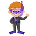 Cartoon boy diving Royalty Free Stock Photo