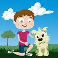 Cartoon boy with dog