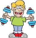 Cartoon boy exercising