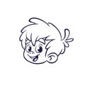 Cartoon Boy Face icon outlined. Vector illustration for coloring book.