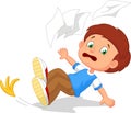 Cartoon boy fall down Royalty Free Stock Photo