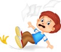 Cartoon boy fall down Royalty Free Stock Photo