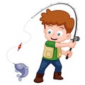 Cartoon Boy fishing Royalty Free Stock Photo