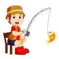 Cartoon Boy fishing Royalty Free Stock Photo