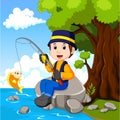 Cartoon Boy fishing Royalty Free Stock Photo