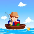 Cartoon Boy fishing Royalty Free Stock Photo