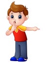 Cartoon boy gesturing for a silence