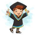 Cartoon boy graduate holding a diploma