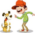 Cartoon boy with his dog.