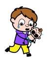 Cartoon Boy holding crying baby Royalty Free Stock Photo