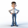 Cartoon Boy In Jeans: Expertly Detailed 3d Render