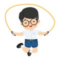 Cartoon Boy Jumping Rope Royalty Free Stock Photo