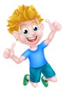 Cartoon Boy Jumping Thumbs Up