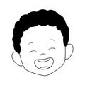 Cartoon boy laughing icon, flat design