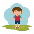 cartoon boy meadow green Royalty Free Stock Photo