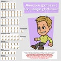 Cartoon boy platformer animation sprites sheet set