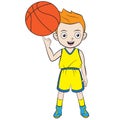 Cartoon boy playing basketball Royalty Free Stock Photo