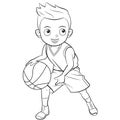 Cartoon boy playing basketball Royalty Free Stock Photo