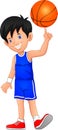 Cartoon boy playing basketball Royalty Free Stock Photo