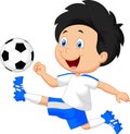 Cartoon boy playing football