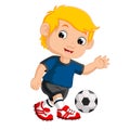 Cartoon boy playing football