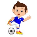 Cartoon boy playing football