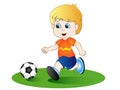 Cartoon Boy Playing Football