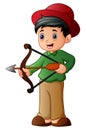 Cartoon boy playing sport archery Royalty Free Stock Photo