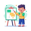 Boy Presenting Math on Whiteboard: Education, Learning, and School Illustration Royalty Free Stock Photo