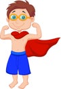 Cartoon Boy pretending to be a Super Hero