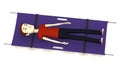 Cartoon boy on purple stretcher