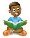 Cartoon Boy Reading Book Royalty Free Stock Photo