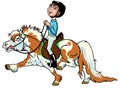 Cartoon boy riding shetland pony Royalty Free Stock Photo