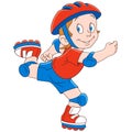 Cartoon boy roller skater Royalty Free Stock Photo