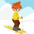 Cartoon Boy Skiing