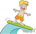 Cartoon boy surfing Royalty Free Stock Photo