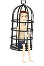Cartoon boy with tortural cage Royalty Free Stock Photo