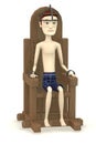 Cartoon boy with tortural chair Royalty Free Stock Photo