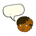 cartoon boy with ugly growth on head with speech bubble Royalty Free Stock Photo