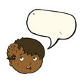 cartoon boy with ugly growth on head with speech bubble Royalty Free Stock Photo