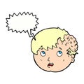 cartoon boy with ugly growth on head with speech bubble Royalty Free Stock Photo