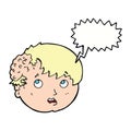 cartoon boy with ugly growth on head with speech bubble Royalty Free Stock Photo