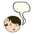 cartoon boy with ugly growth on head with speech bubble Royalty Free Stock Photo