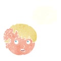 cartoon boy with ugly growth on head with thought bubble Royalty Free Stock Photo