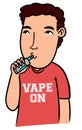 Cartoon boy vaping with isolated background Royalty Free Stock Photo