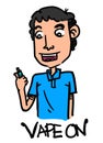 Cartoon boy vaping with isolated background Royalty Free Stock Photo