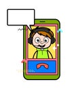 Cartoon Boy Video Calling on Mobile Royalty Free Stock Photo