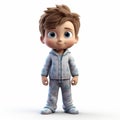 Cartoon Boy In Pjs: 3d Render Of Oliver In Plastic, Photo-realistic Style