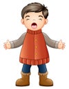 Cartoon boy in winter clothes singing Royalty Free Stock Photo